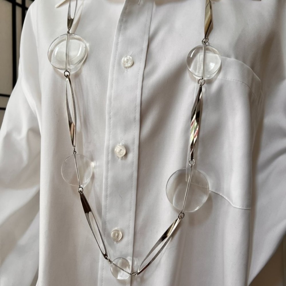 Vintage Clear Lucite and Silver Toned Necklace Gorgeous